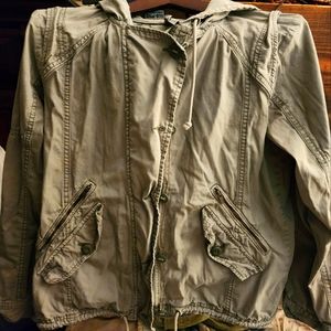 American Eagle Outfitters womens szMed green zipup hooded jacket